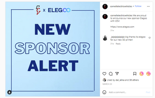 ELEGOO Established Sponsorship with Cornell Electric Vehicles (CEV) to help develop an autonomous urban-concept vehicle