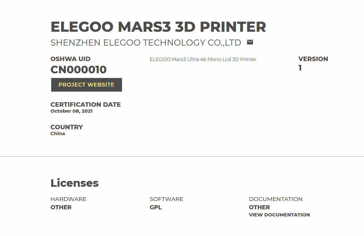 Open Source Files for ELEGOO Mars 3 Ultra 4k Mono LCD 3D Printer